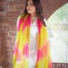 Women's farshi shalwar set with embellished shirt featuring cutdana work and tie-dye dupatta – formal ethnic outfit