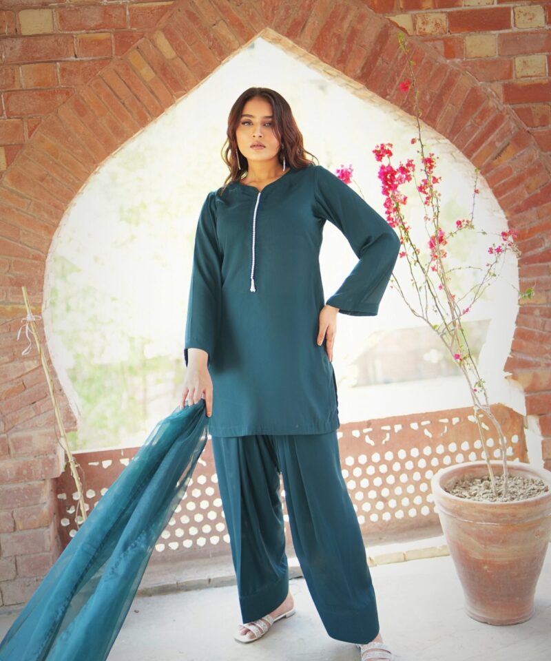 Triple georgette farshi shalwar set for women in pure printed georgette fabric, elegant traditional formal wear for festive occasions