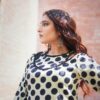 printed lawn shirt beautifully crafted with laces on with plain trousers along with pure tie and dye dupatta
