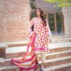 Printed lawn shirt with lace detailing and plain trouser, paired with pure tie and dye dupatta — casual summer outfit for women
