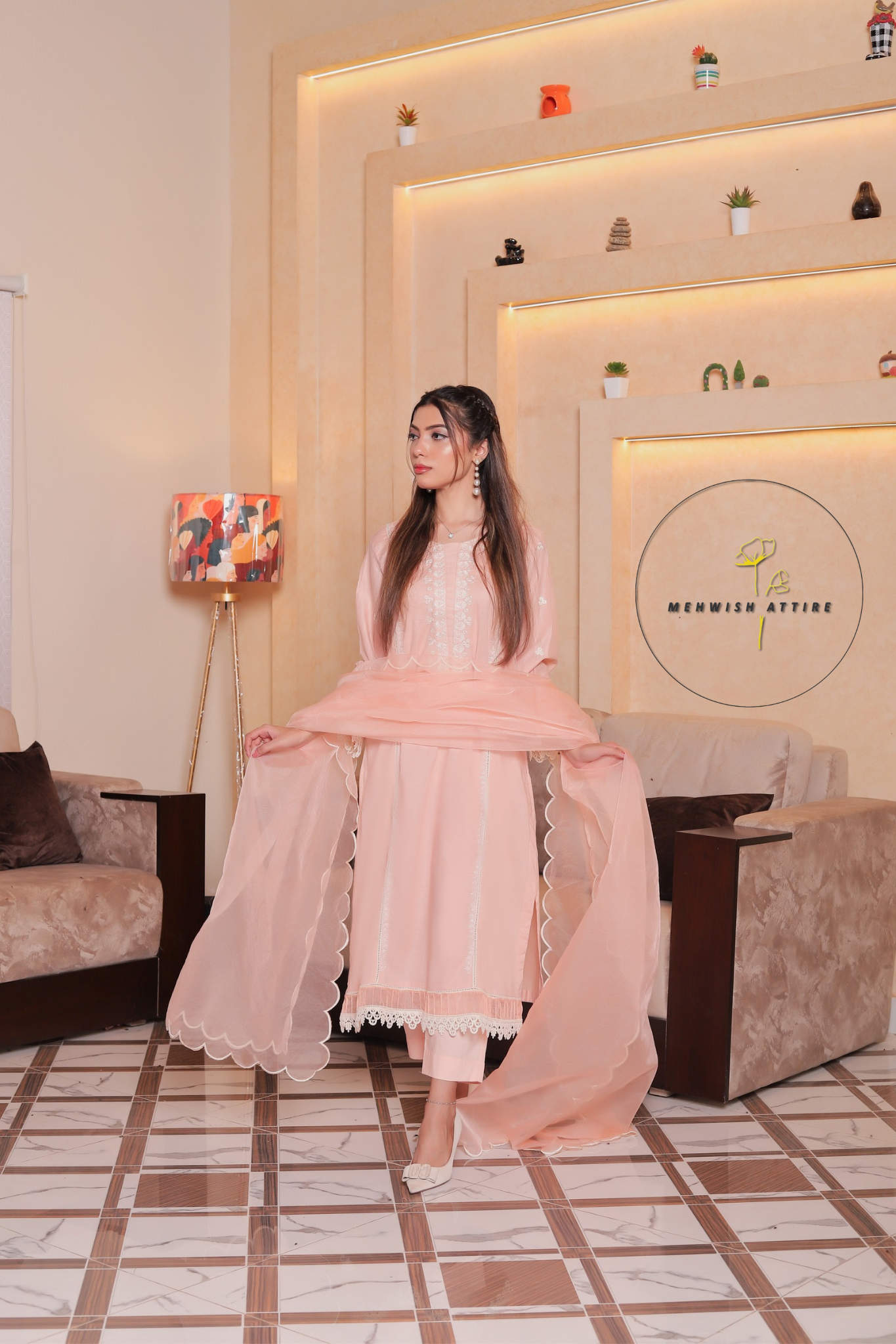 Pink embroidered lawn dress for women in smart casual style, comfortable and elegant outfit for everyday wear
