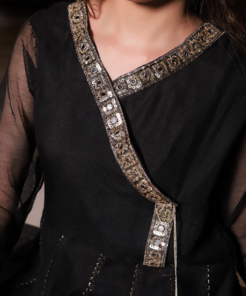 Cotton maxi dress net frock with lace embroidery and tassels